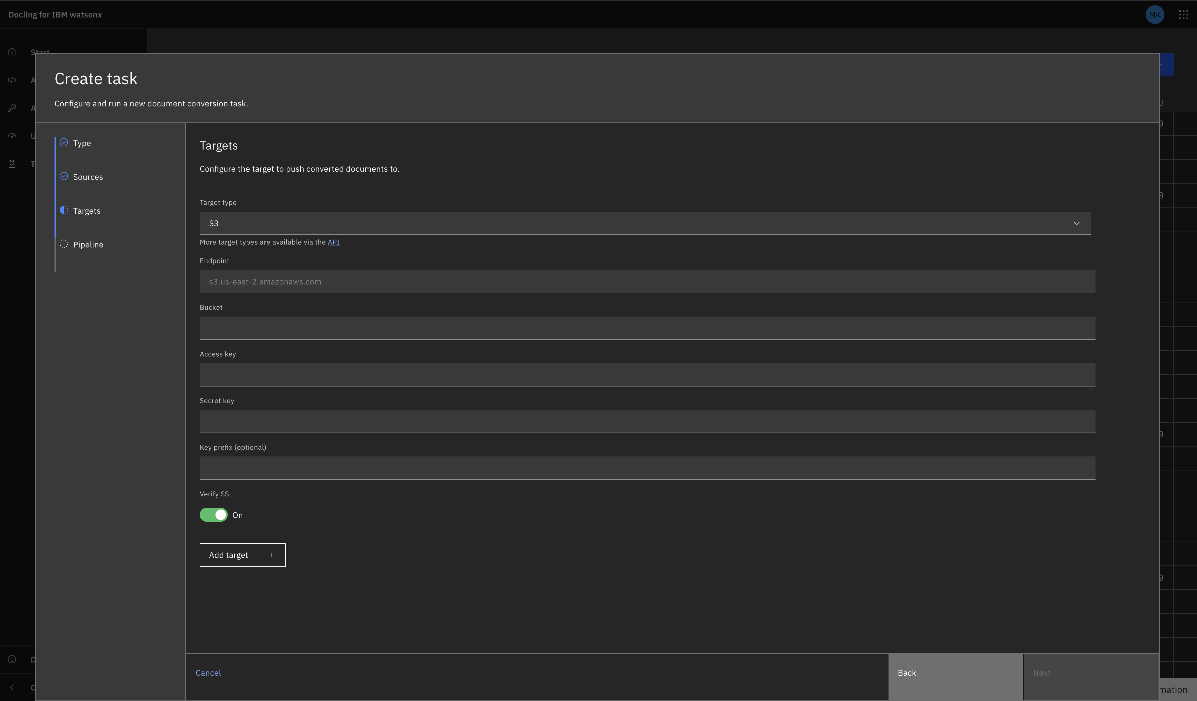 S3 Target Task Configuration